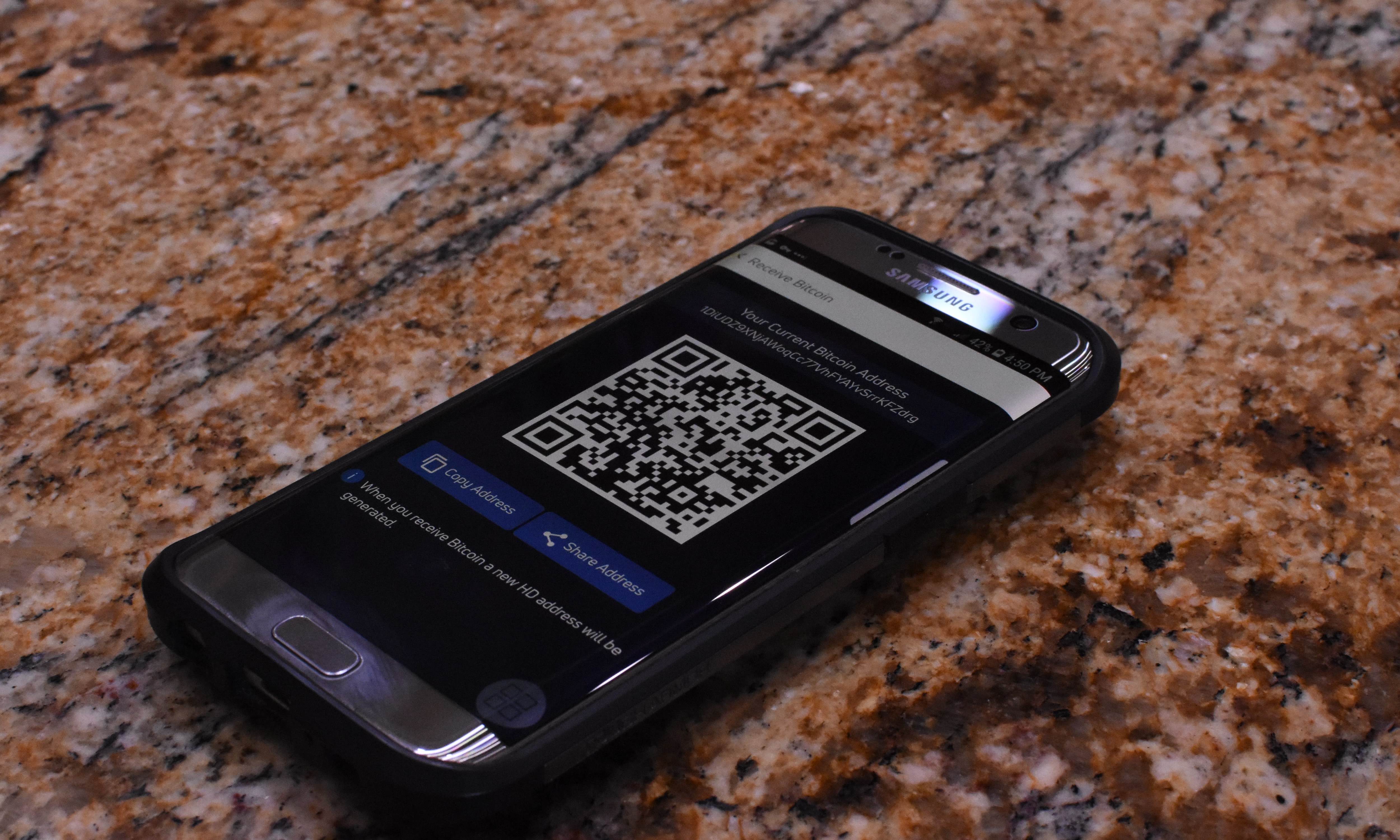 A cryptocurrency wallet loaded onto a smart phone